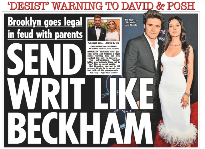 pg电子游戏官网官方网站-决裂！太阳报：长子向小贝和维多利亚发函，称双方只通过律师联系